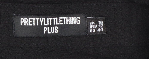 PrettyLittleThing Plus Women Black UK 16 Ruched Collared Shirt Dress