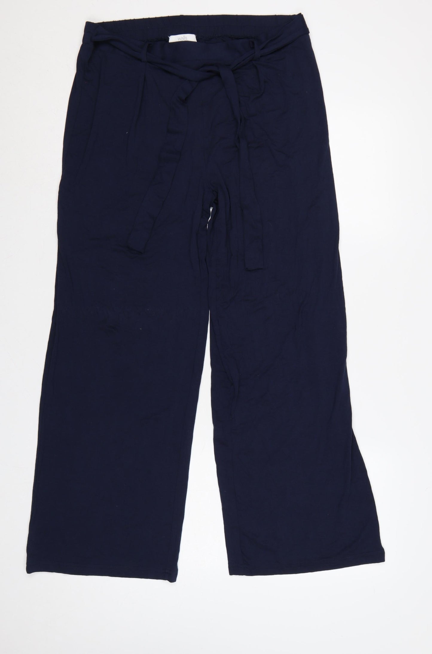 Wallis Women’s Navy Blue UK 14 Wide-Leg Belted Trousers