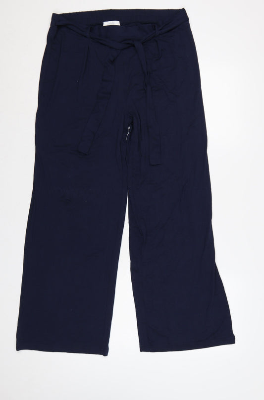 Wallis Women’s Navy Blue UK 14 Wide-Leg Belted Trousers