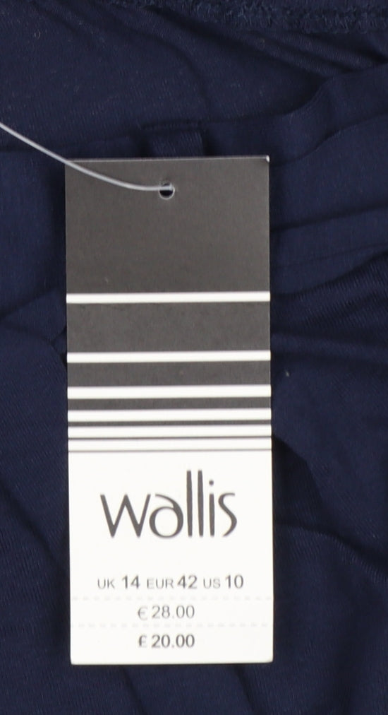 Wallis Women’s Navy Blue UK 14 Wide-Leg Belted Trousers