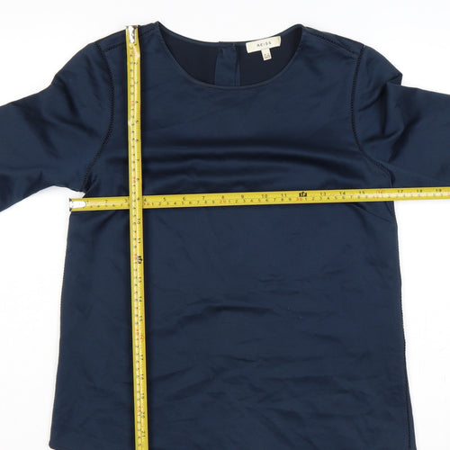 Reiss Women Blue UK 8 Long Sleeve Balloon Sleeve Back Button Blouse