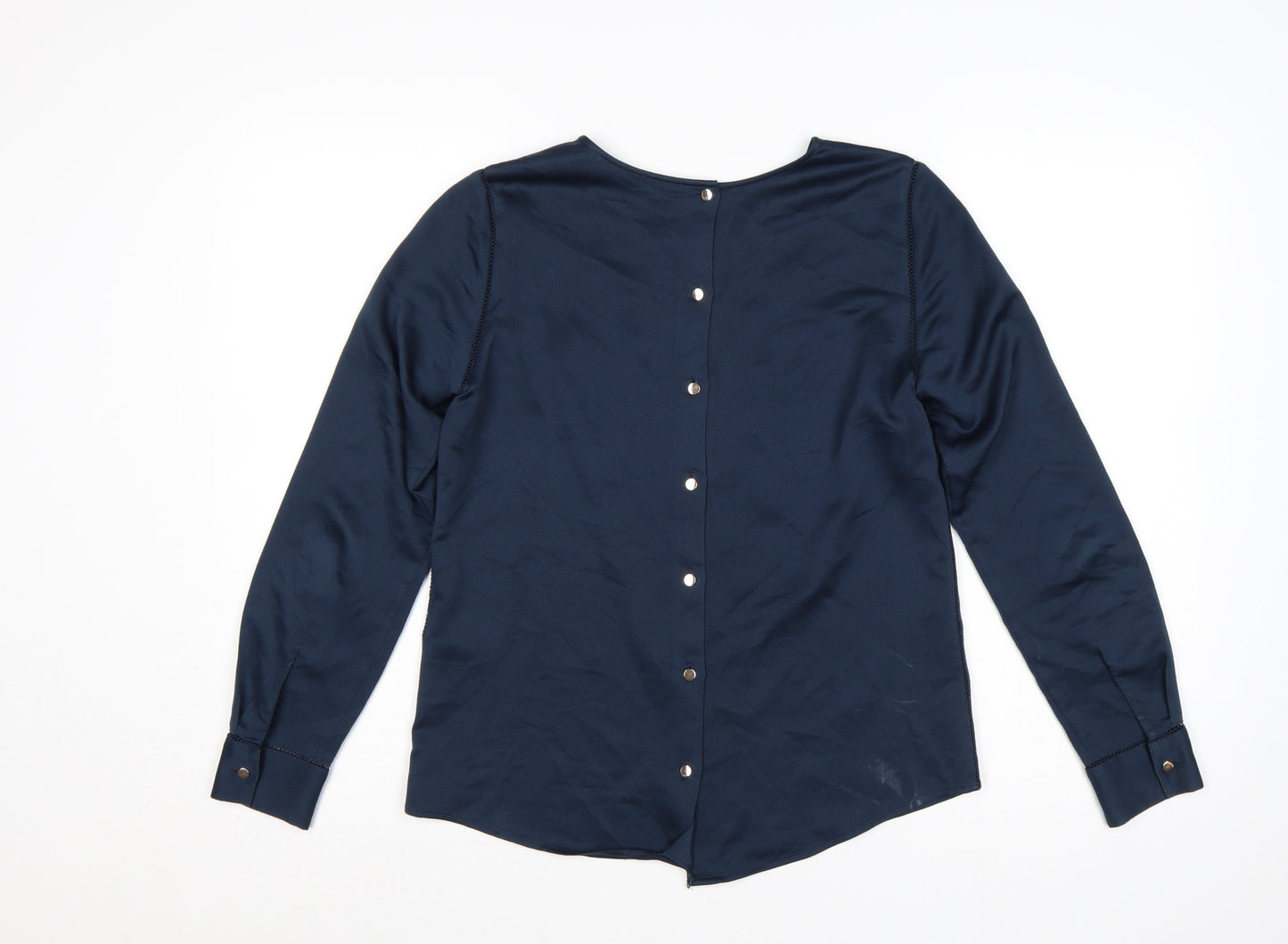Reiss Women Blue UK 8 Long Sleeve Balloon Sleeve Back Button Blouse
