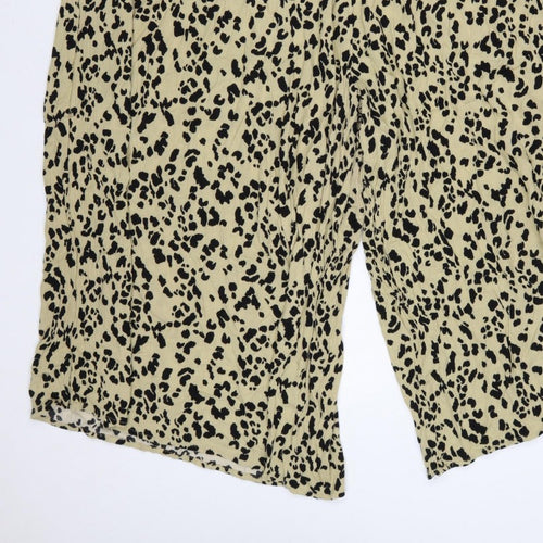 Yours Women’s Beige Leopard Print Wide-Leg Cropped Trousers UK 26-28
