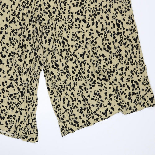 Yours Women’s Beige Leopard Print Wide-Leg Cropped Trousers UK 26-28