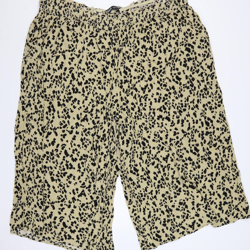 Yours Women’s Beige Leopard Print Wide-Leg Cropped Trousers UK 26-28