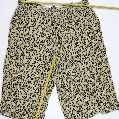 Yours Women’s Beige Leopard Print Wide-Leg Cropped Trousers UK 26-28