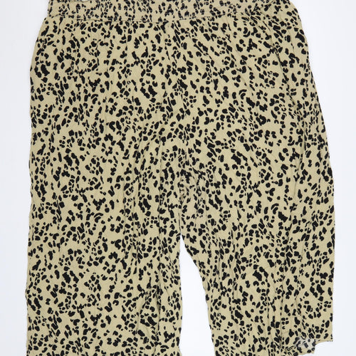 Yours Women’s Beige Leopard Print Wide-Leg Cropped Trousers UK 26-28