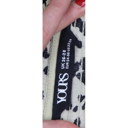 Yours Women’s Beige Leopard Print Wide-Leg Cropped Trousers UK 26-28