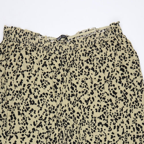 Yours Women’s Beige Leopard Print Wide-Leg Cropped Trousers UK 26-28