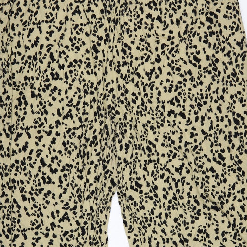 Yours Women’s Beige Leopard Print Wide-Leg Cropped Trousers UK 26-28