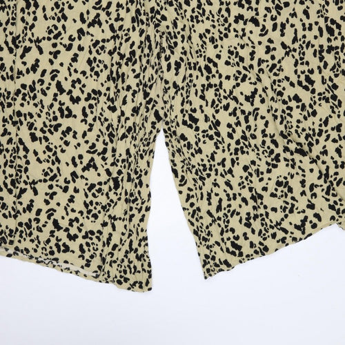 Yours Women’s Beige Leopard Print Wide-Leg Cropped Trousers UK 26-28