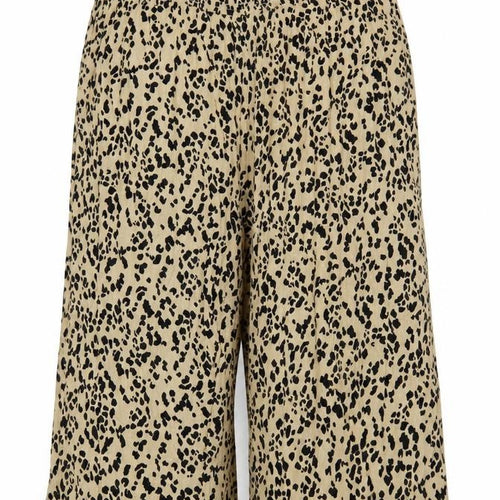 Yours Women’s Beige Leopard Print Wide-Leg Cropped Trousers UK 26-28