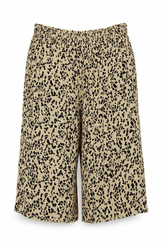 Yours Women’s Beige Leopard Print Wide-Leg Cropped Trousers UK 26-28