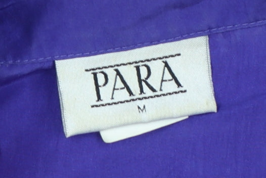PARA Women Purple Silk Button-Up Shirt M Long Sleeve Collared