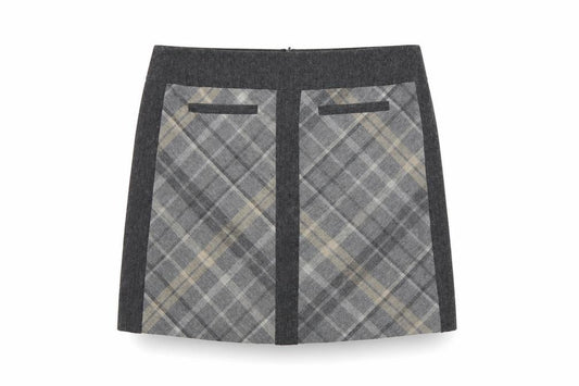 Autograph Women’s Grey Plaid Straight Pencil Skirt UK 12 Short