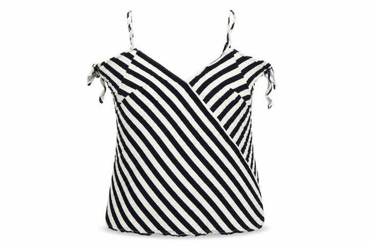 Oasis Women Black Ivory Striped Camisole Tank Top UK 18 V-Neck
