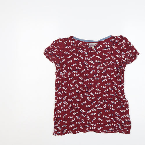 Faithful Mantara & True Women Red Floral Puff Sleeve Blouse UK 10