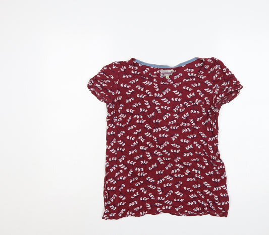 Faithful Mantara & True Women Red Floral Puff Sleeve Blouse UK 10