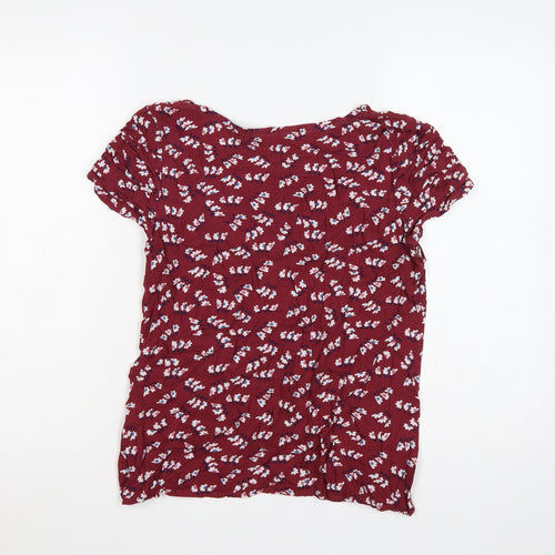 Faithful Mantara & True Women Red Floral Puff Sleeve Blouse UK 10