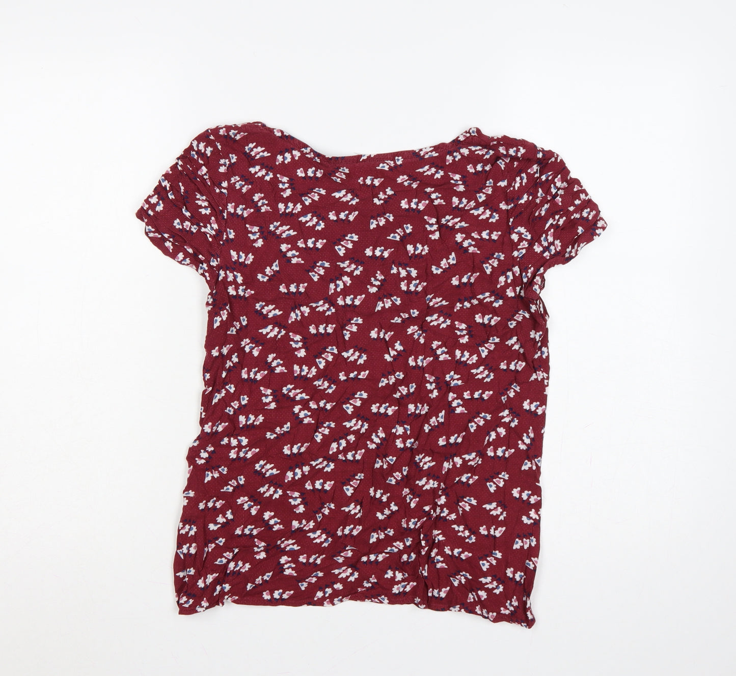 Faithful Mantara & True Women Red Floral Puff Sleeve Blouse UK 10
