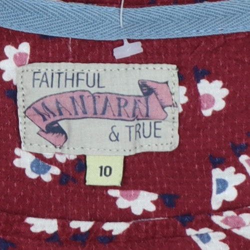Faithful Mantara & True Women Red Floral Puff Sleeve Blouse UK 10