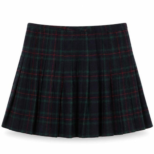 By The Way Holland Women Black Green Plaid Pleated Mini Skirt UK 10
