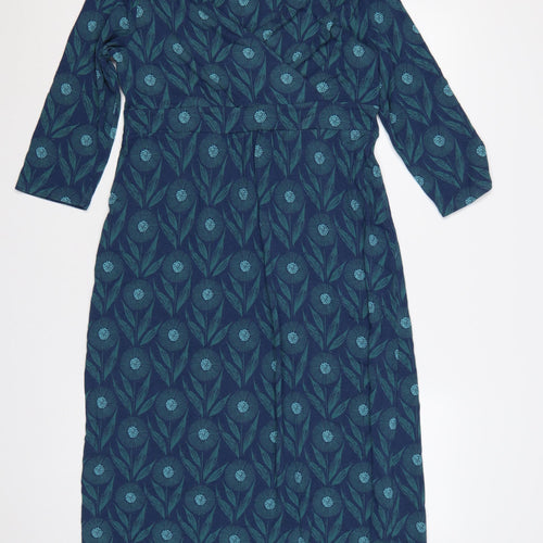Seasalt Cornwall Women’s Blue Floral UK 14 Fit & Flare Midi Dress