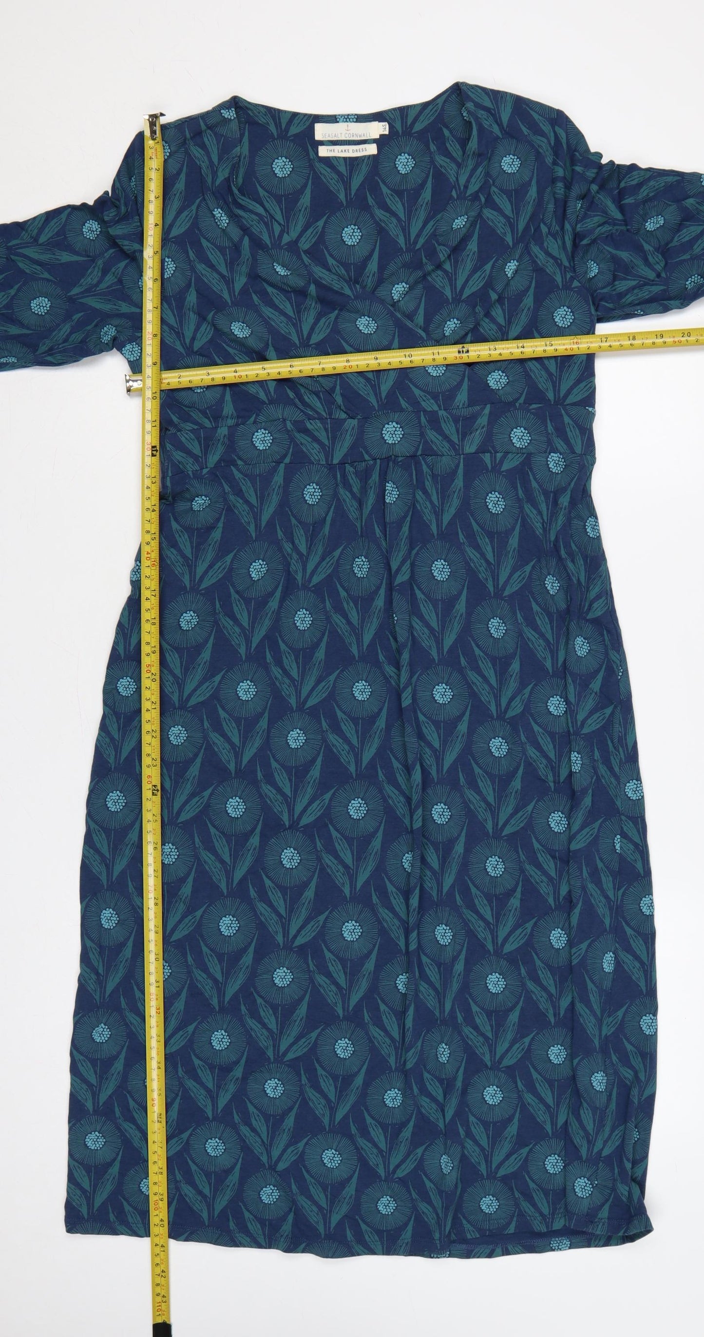 Seasalt Cornwall Women’s Blue Floral UK 14 Fit & Flare Midi Dress