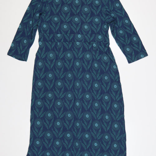 Seasalt Cornwall Women’s Blue Floral UK 14 Fit & Flare Midi Dress