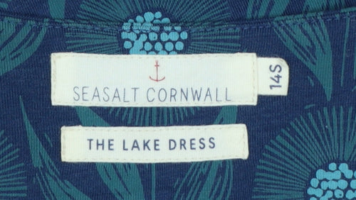 Seasalt Cornwall Women’s Blue Floral UK 14 Fit & Flare Midi Dress