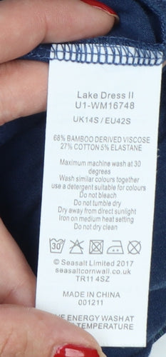 Seasalt Cornwall Women’s Blue Floral UK 14 Fit & Flare Midi Dress