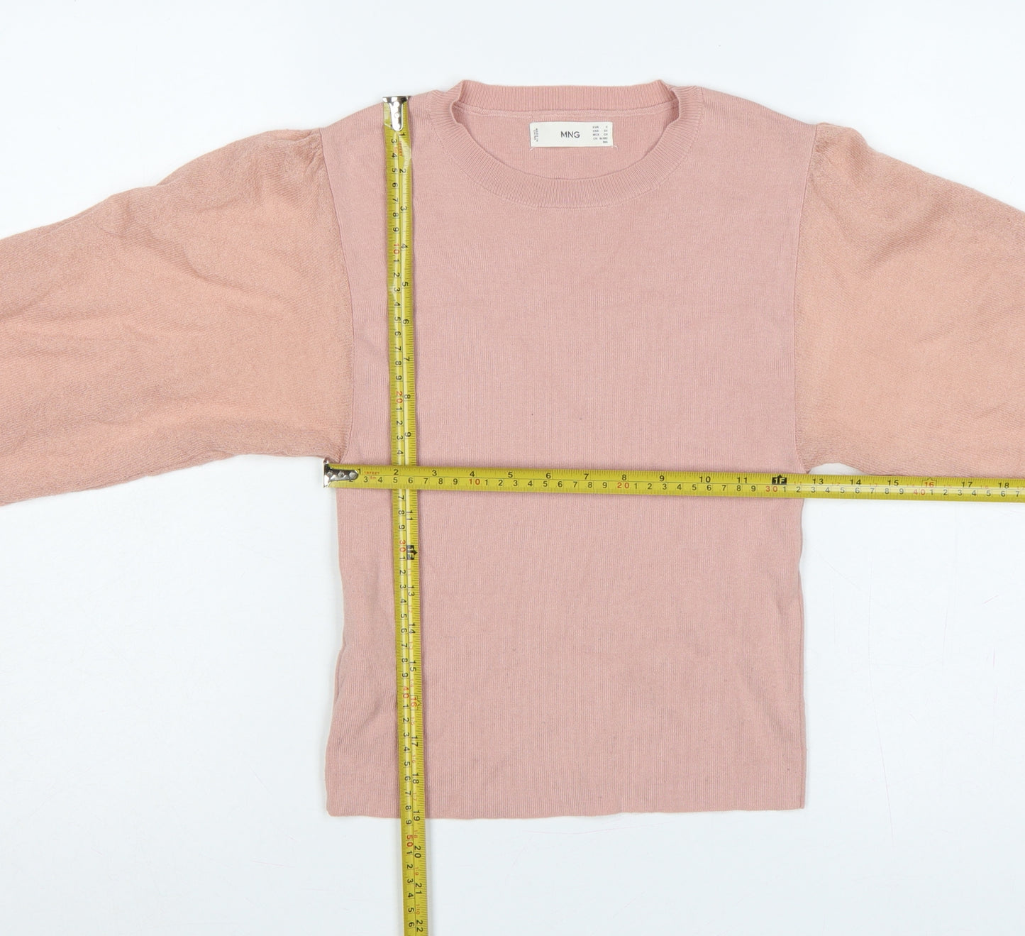Mango Women’s Pink Size 8 Fine Knit Balloon Sleeve Jumper