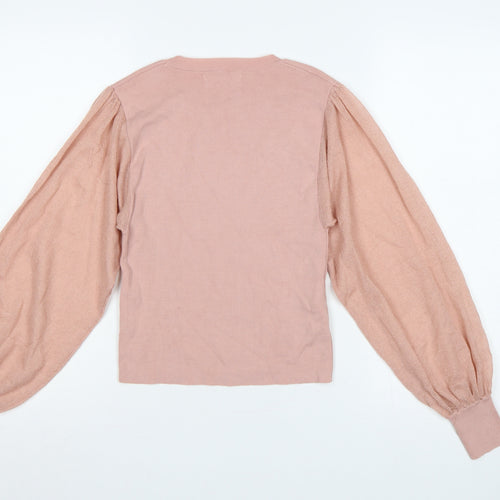 Mango Women’s Pink Size 8 Fine Knit Balloon Sleeve Jumper
