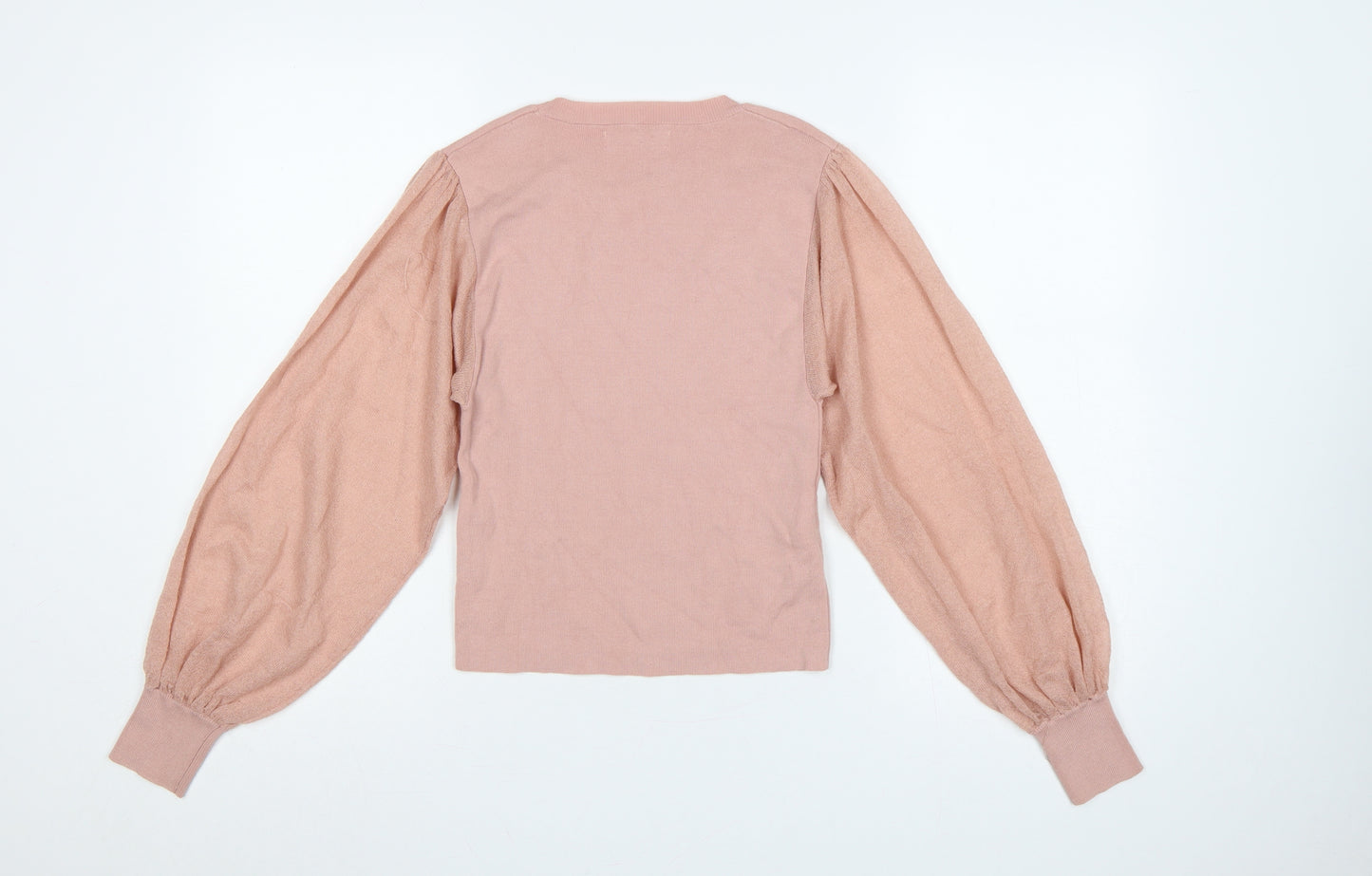 Mango Women’s Pink Size 8 Fine Knit Balloon Sleeve Jumper