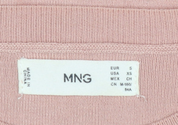 Mango Women’s Pink Size 8 Fine Knit Balloon Sleeve Jumper