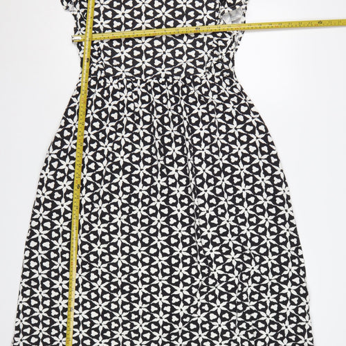 Next Women Black White UK 10 Fit & Flare Geometric Knee Dress