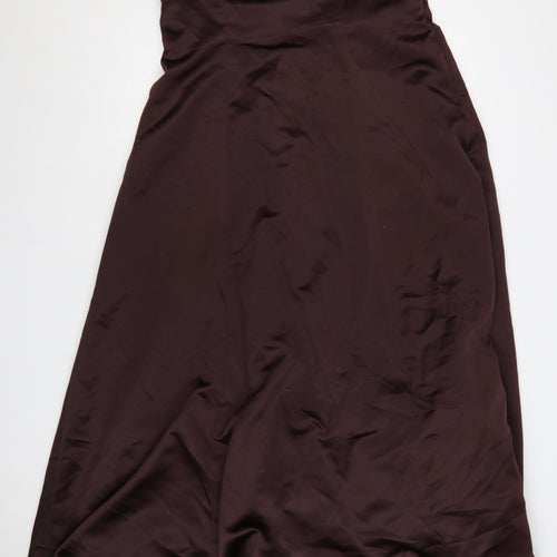 Alexia Designs Women Brown Size 18 Strapless Satin Ball Gown Dress