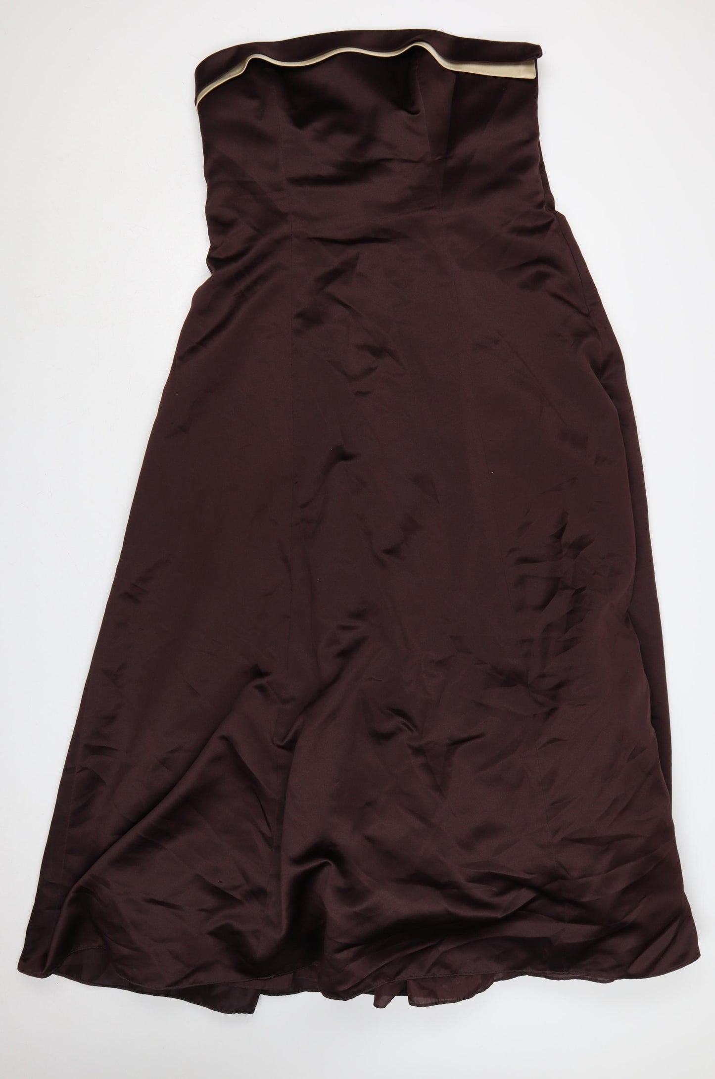 Alexia Designs Women Brown Size 18 Strapless Satin Ball Gown Dress