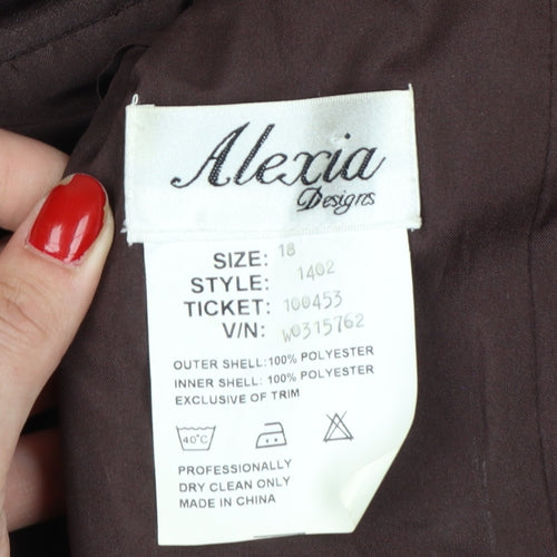 Alexia Designs Women Brown Size 18 Strapless Satin Ball Gown Dress