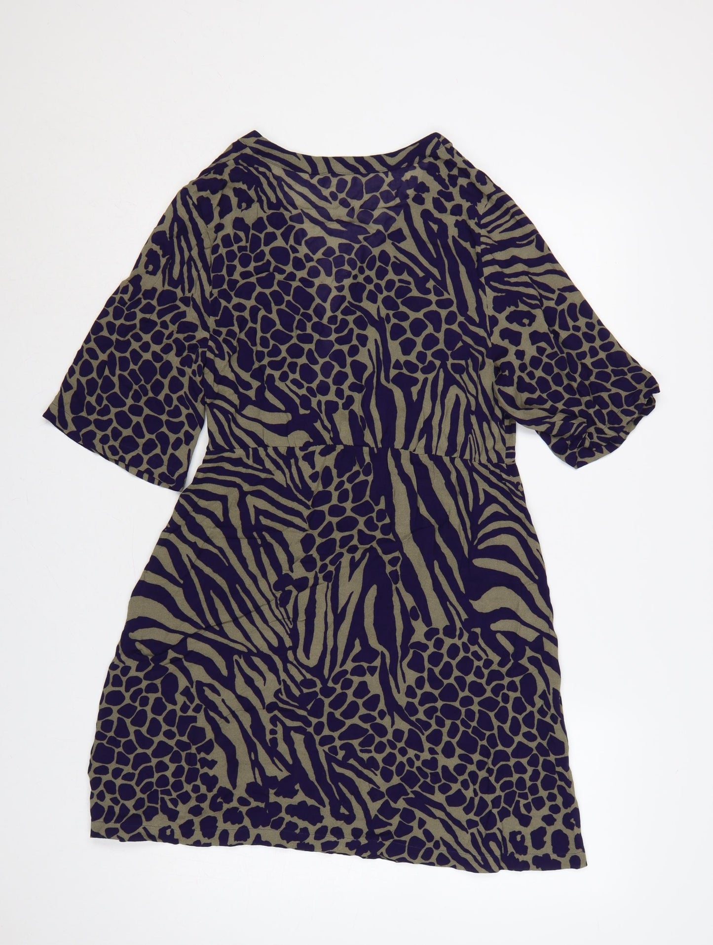 Karen Millen Women Green Purple Animal Print Wrap Dress UK 10