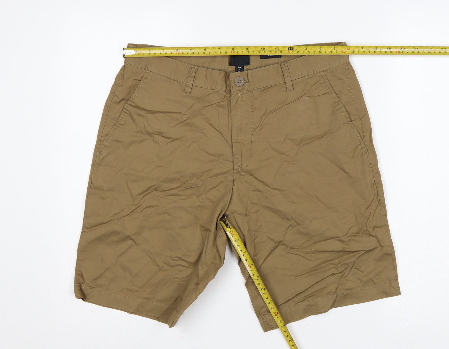 H&M Men’s Beige Slim Fit Chino Shorts W33 Cotton Stretch