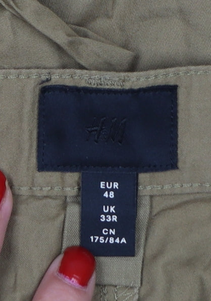 H&M Men’s Beige Slim Fit Chino Shorts W33 Cotton Stretch