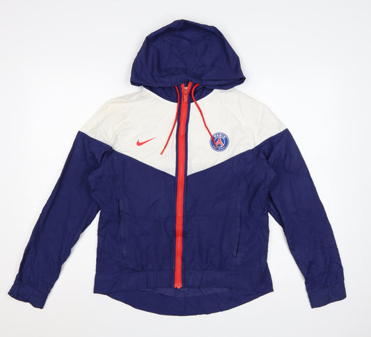 Nike Men’s Blue PSG Colourblock Hooded Windbreaker Jacket Small