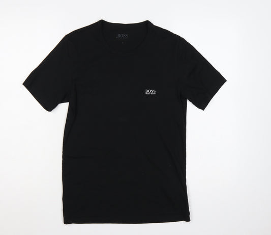 Hugo Boss Men’s Black Small Logo Crew Neck Cotton T-Shirt S