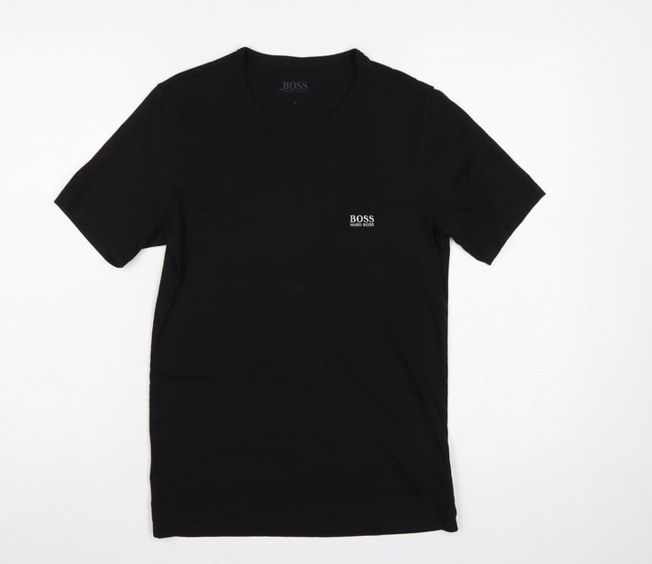 Hugo Boss Men’s Black Small Logo Crew Neck Cotton T-Shirt S