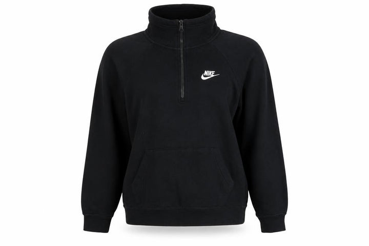 Nike Women Black Small 1/4 Zip Fleece Sweatshirt Logo Pocket