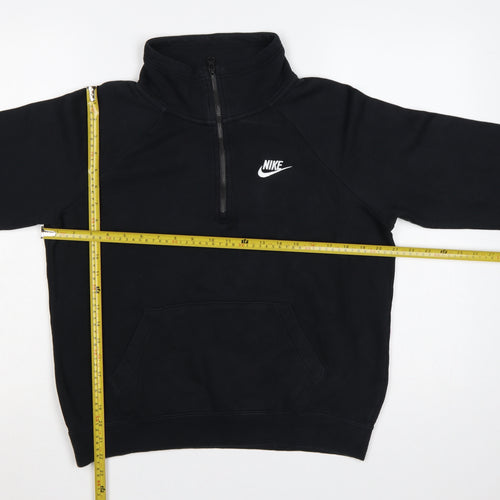 Nike Women Black Small 1/4 Zip Fleece Sweatshirt Logo Pocket