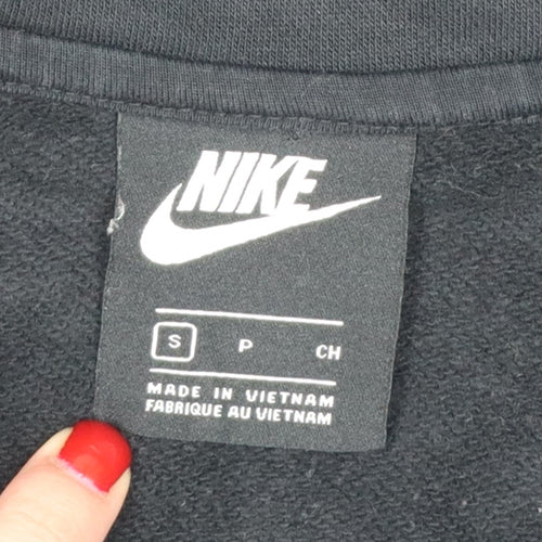 Nike Women Black Small 1/4 Zip Fleece Sweatshirt Logo Pocket