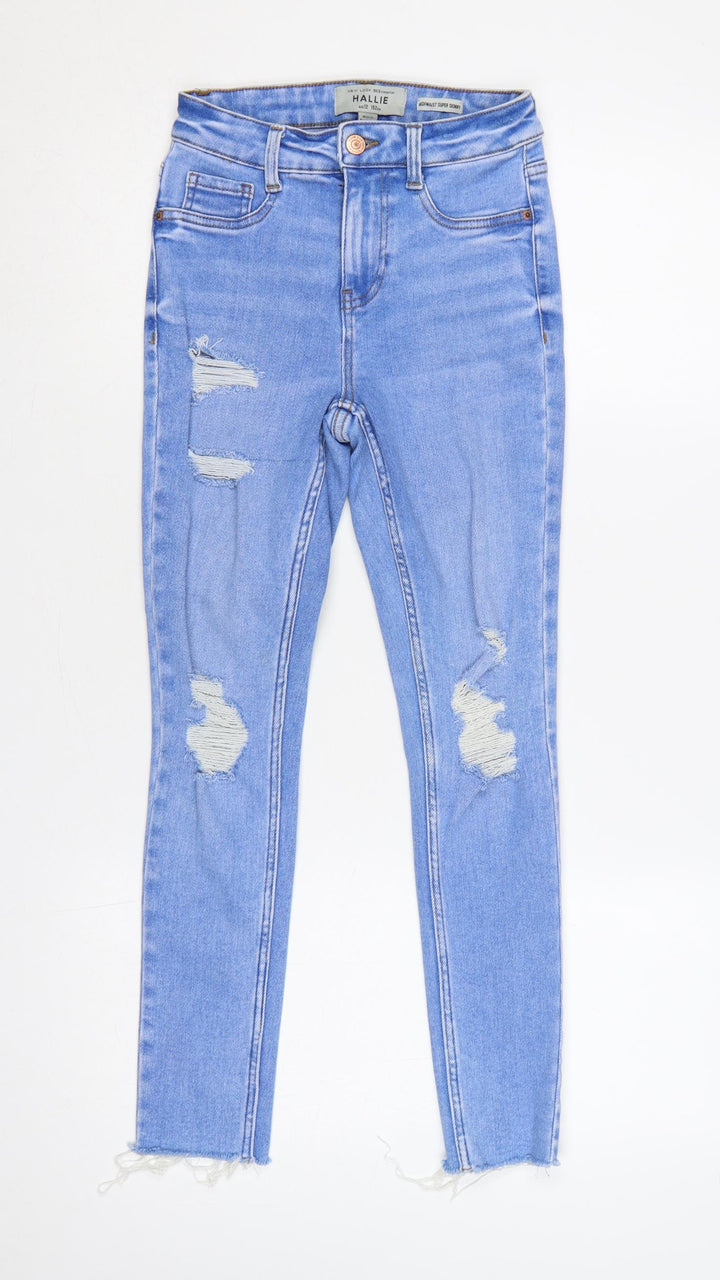 New Look 915 Girls Blue Age 12 High Waist Super Skinny Ripped Jeans