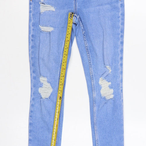 New Look 915 Girls Blue Age 12 High Waist Super Skinny Ripped Jeans